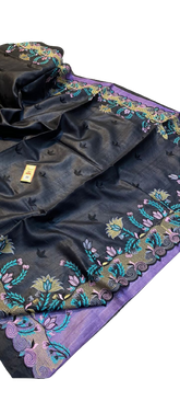 Tussar silk hand embroidery saree SILK ZONE