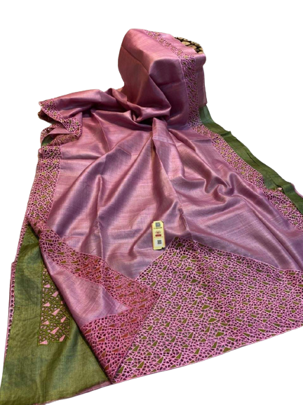 Tussar silk hand embroidery saree SILK ZONE