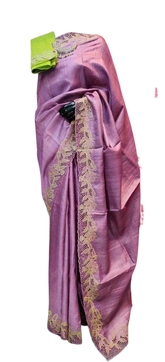 Tussar silk hand embroidery saree SILK ZONE