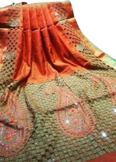 Tussar silk hand embroidery saree SILK ZONE