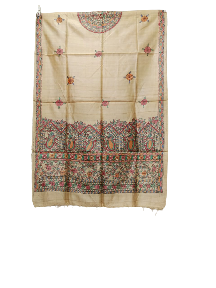 Tussar silk hand kalamkari paint dupatta silk ZONE