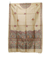 Tussar silk hand kalamkari paint dupatta silk ZONE