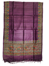 Tussar silk hand kalamkari paint dupatta SILK ZONE
