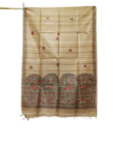 Tussar silk hand kalamkari paint dupatta SILK ZONE