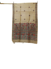 Tussar silk hand kalamkari paint dupatta SILK ZONE