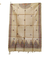 Tussar silk hand kalamkari paint dupatta SILK ZONE