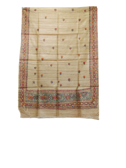 Tussar silk hand kalamkari paint dupatta SILK ZONE