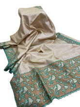 Pure tussar cutwork design embroidery silk saree SILK ZONE