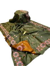 Pure tussar cutwork design embroidery silk saree SILK ZONE