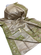 Pure tussar cutwork design embroidery silk saree SILK ZONE