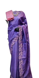 Pure tussar cutwork design embroidery silk saree SILK ZONE