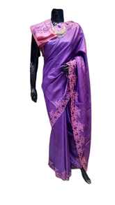 Pure tussar cutwork design embroidery silk saree SILK ZONE