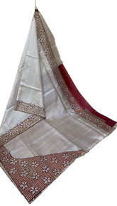 Pure tussar cutwork design embroidery silk saree SILK ZONE