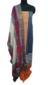 Semi-Tussar printed suit SILK ZONE