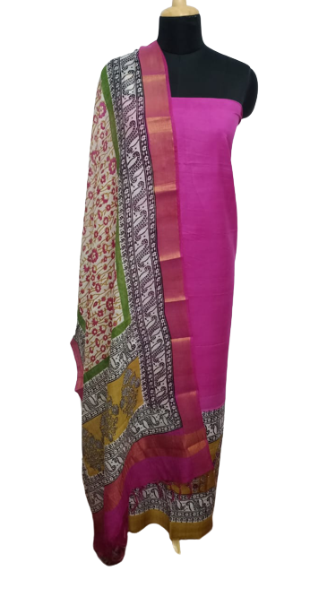 Semi-Tussar printed suit SILK ZONE