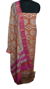 Semi-Tussar printed suit SILK ZONE