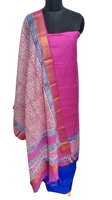 Semi-Tussar printed suit SILK ZONE