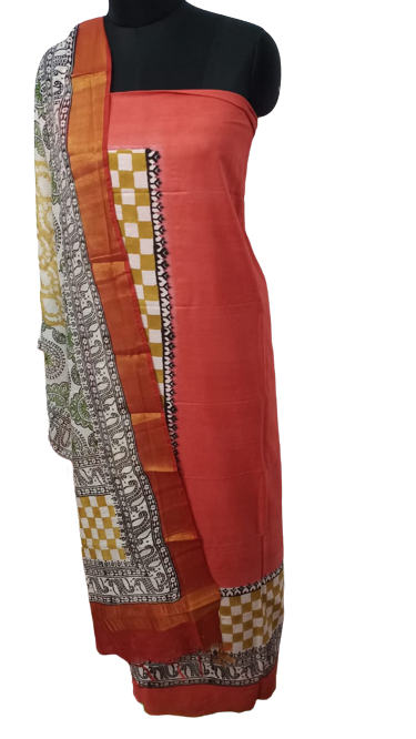 Semi-Tussar printed suit SILK ZONE