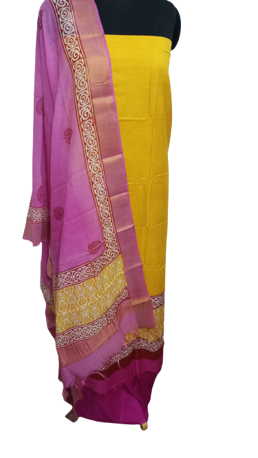 Semi-Tussar printed suit SILK ZONE