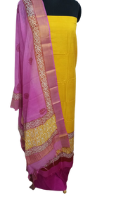 Semi-Tussar printed suit SILK ZONE