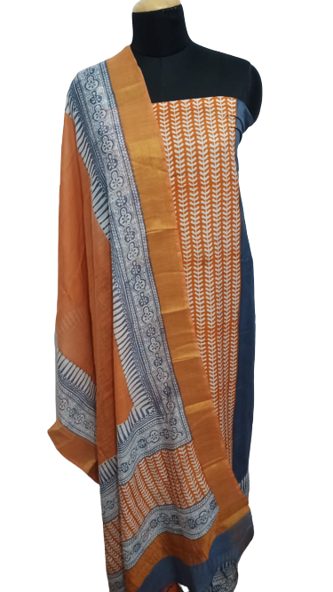 Semi-Tussar printed suit SILK ZONE