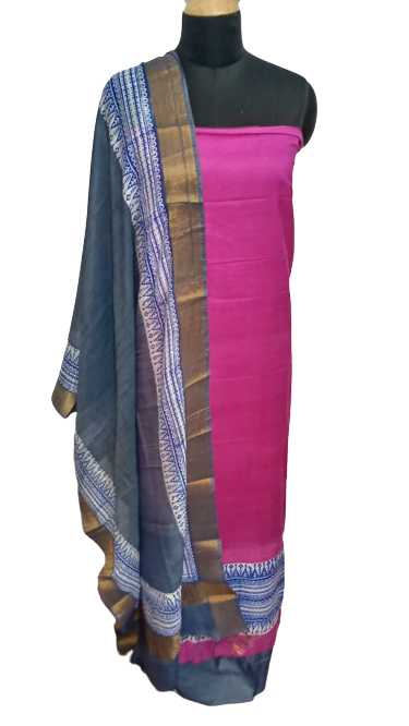 Semi-Tussar printed suit SILK ZONE