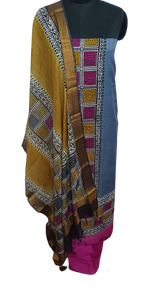 Semi-Tussar printed suit SILK ZONE