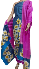 Tussar silk hand print suit SILK ZONE