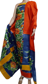 Tussar silk hand print suit SILK ZONE