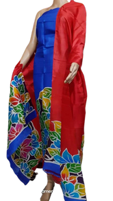 Tussar silk hand print suit SILK ZONE