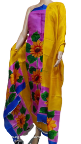 Tussar silk hand print suit SILK ZONE