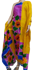 Tussar silk hand print suit SILK ZONE
