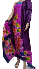 Tussar silk hand print suit SILK ZONE