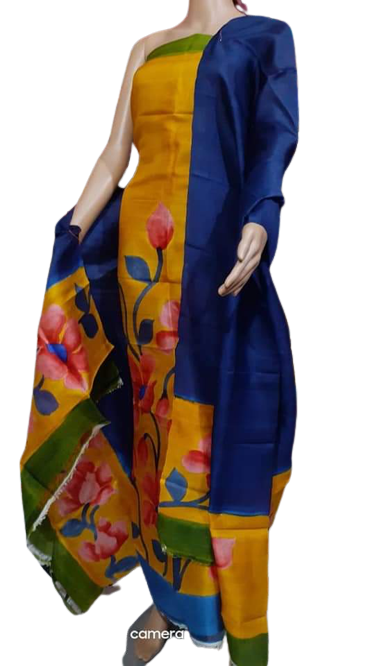 Tussar silk hand print suit SILK ZONE