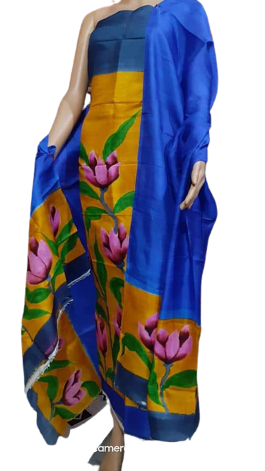 Tussar silk hand print suit SILK ZONE