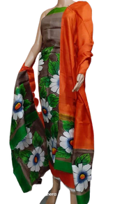 Tussar silk hand print suit SILK ZONE