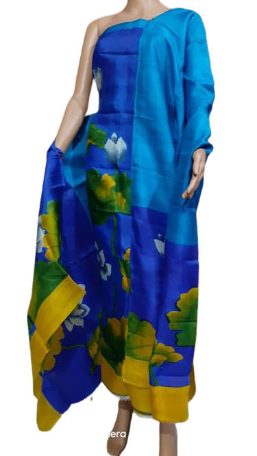 Tussar silk hand print suit SILK ZONE