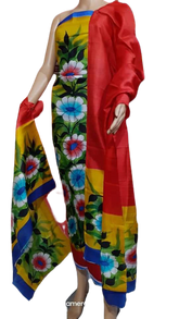 Tussar silk hand print suit SILK ZONE