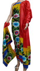 Tussar silk hand print suit SILK ZONE