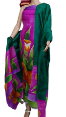 Tussar silk hand print suit SILK ZONE
