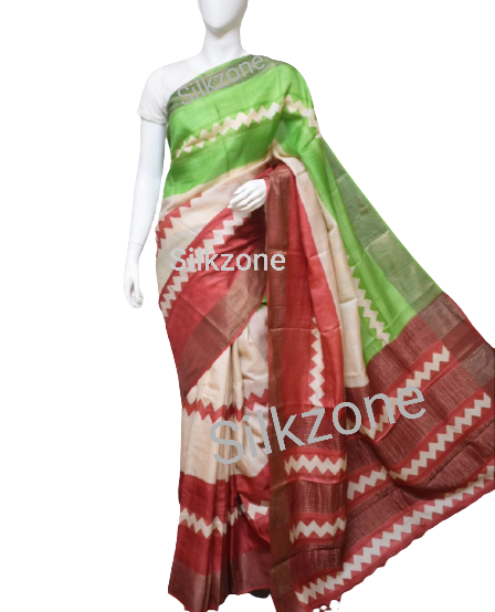 Pure Tussar Silk print saree