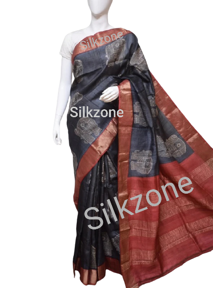 Pure Tussar Silk print saree