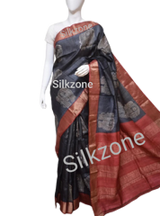 Pure Tussar Silk print saree