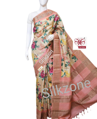 Pure Tussar Silk print saree