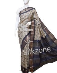Pure Tussar Silk print saree