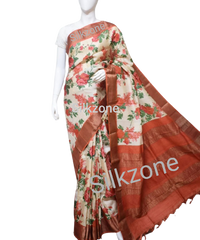 Pure Tussar Silk print saree