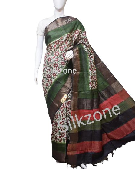 Pure Tussar Silk print saree