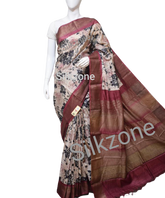 Pure Tussar Silk print saree