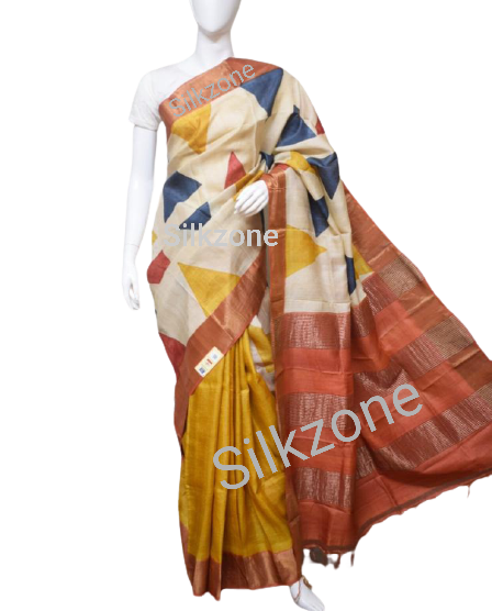 Pure Tussar Silk print saree