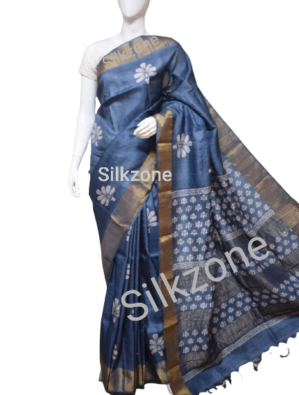 Pure Tussar Silk print saree